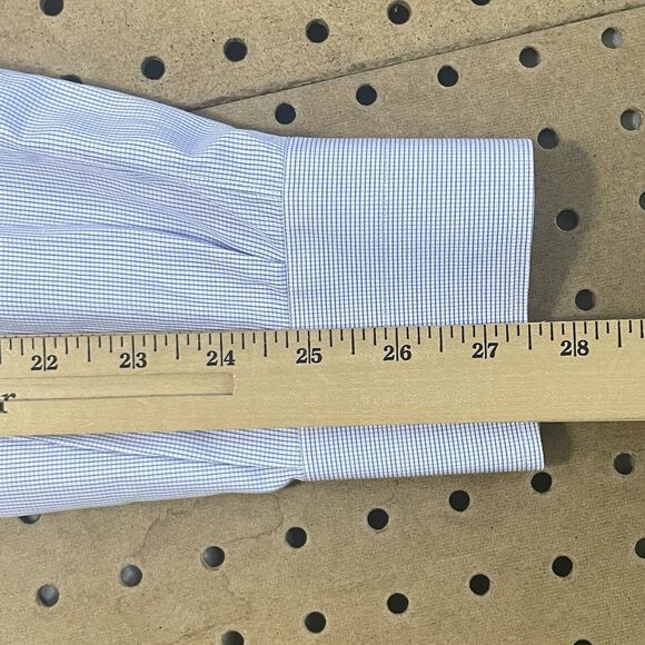 ISAIA Napoli Modern LS Button Up Shirt Italy Made Mini Check Blue Size 46/XL Men - Picture 9 of 9